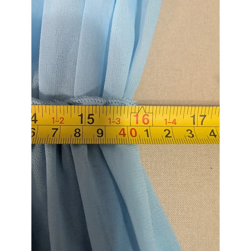 Womens Boho Large Baby Blue Sheer Chiffon Ruffled Tiered High Low Dress - Picture 10 of 15